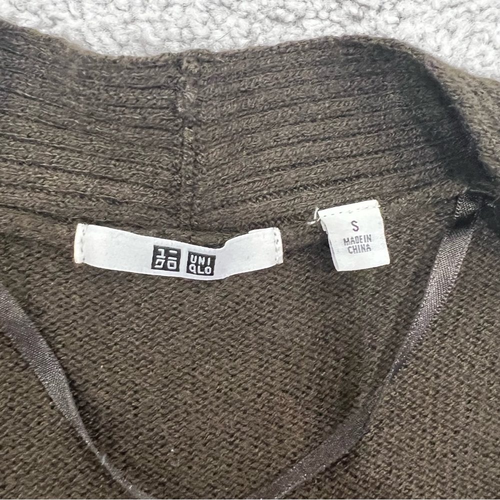 Uniqlo Wool/Cashmere Blend Women’s Duster Cardigan Sweater Dark Green Sz S - Picture 3 of 8